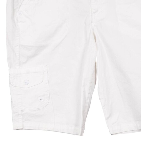 Gloria Vanderbilt Shorts 10 Womens White Cargo Pockets Elastic Waist Cotton - Picture 3 of 5